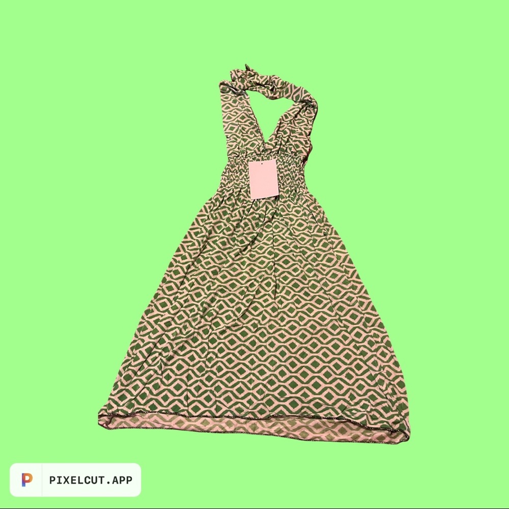 Green & White Dress